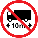 No entry for vehicles or combination of vehicles exceeding 10 metres in length
