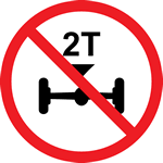 No entry for vehicles having a weight exceeding 2 tonnes on one axle