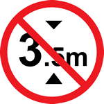 No entry for vehicles having an overall height exceeding 3.5 metres